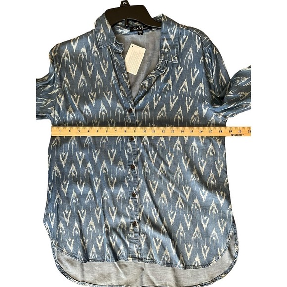 Valvet Heart Button Down Bandhani Shirt Mens SZ M Blue Denim Long Sleeve - Picture 5 of 6